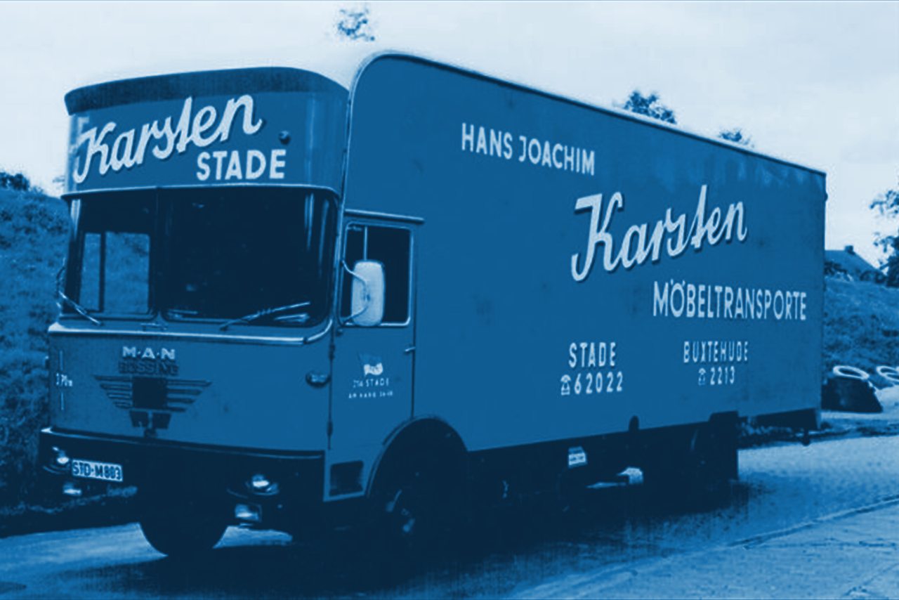 Historischer MAN Möbeltransporter der Firma Karsten mit den Standorten Stade und Buxtehude